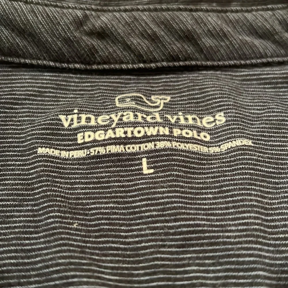 Vineyard Vines Edgartown Polo - Navy with Pinkish Red Stripes - Picture 3 of 5